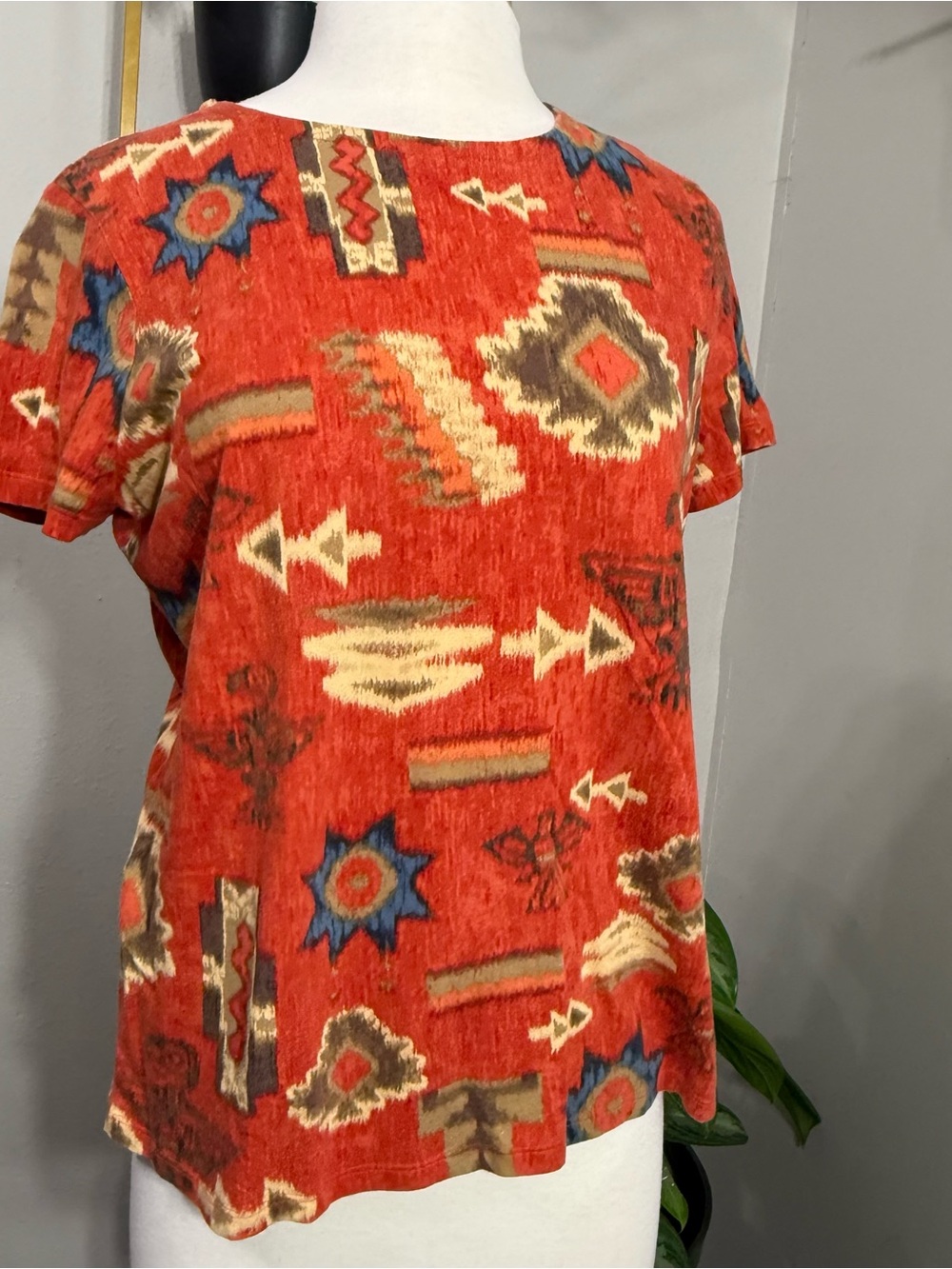 Vintage Lauren Ralph Lauren Southwestern Aztec Print Red Top Women’s L
